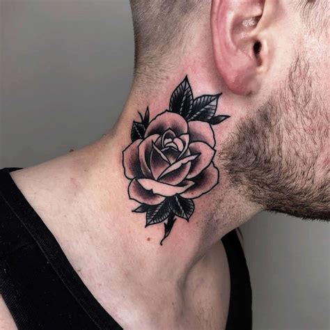 Tattoos Of Roses On Neck