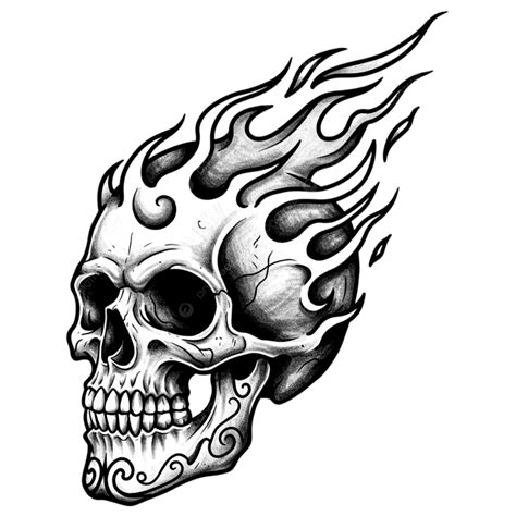 Tattoos Of Skulls And Flames