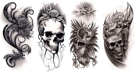 Tattoos With Skulls And Flowers