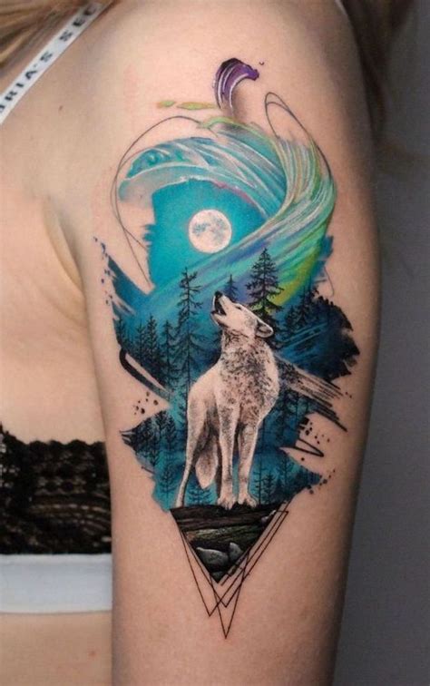 Tattoos Wolf And Moon