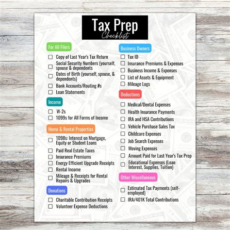 Tax Prep Checklist 2022 Printable