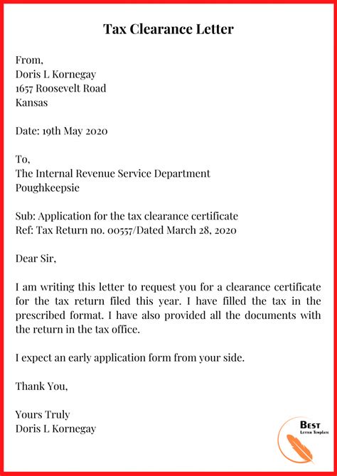 Tax Refund Letter Template