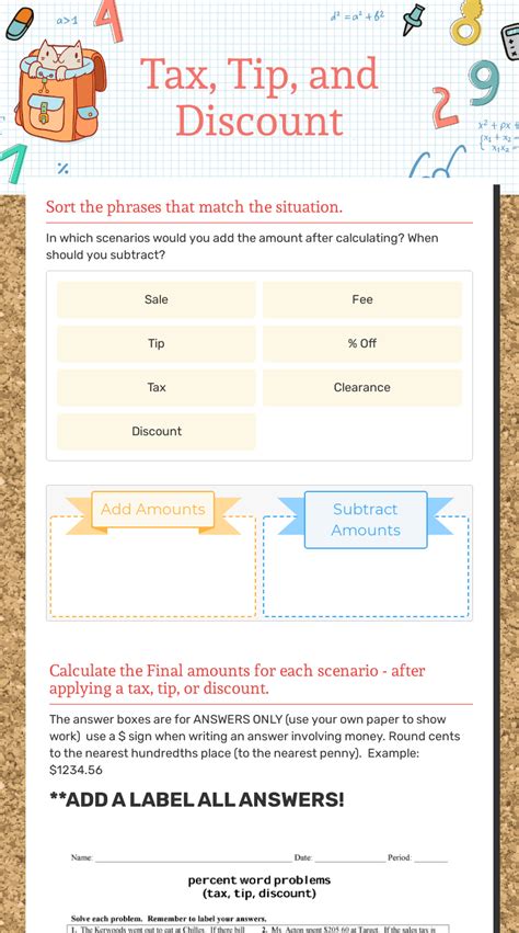 Tax Tip Discount Worksheet