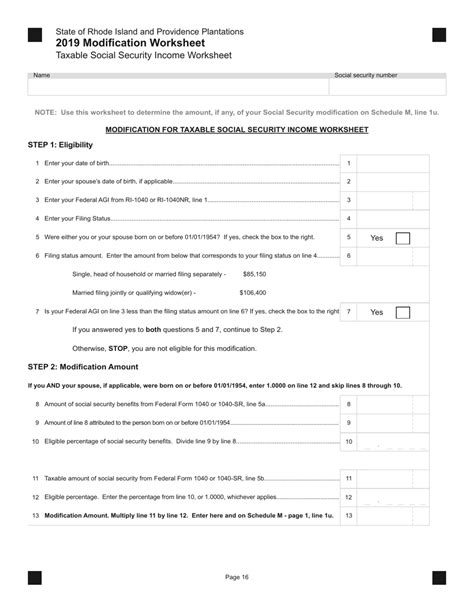 Taxable Social Security Worksheet
