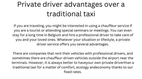 Taxi Advantages