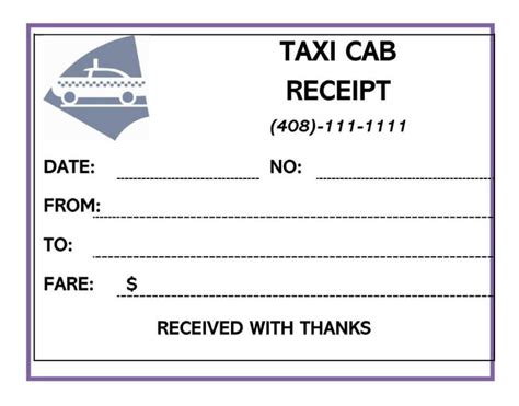 Taxi Cab Receipt Template