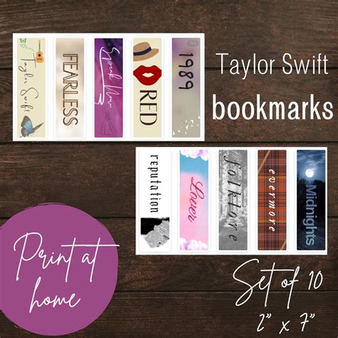 Taylor Swift Bookmark Printable