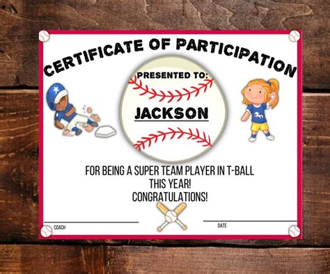 Tball Certificates Free Printable