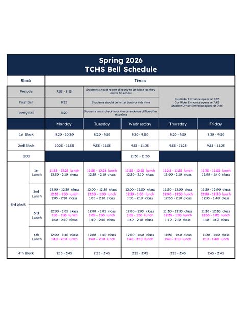 Tchs Schedule