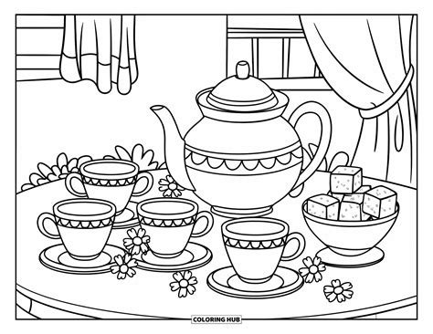 Tea Party Coloring Page