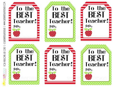 Teacher Appreciation Tag Printables