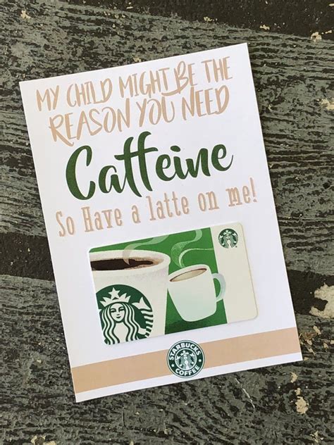 Teacher Starbucks Gift Card Printable Free