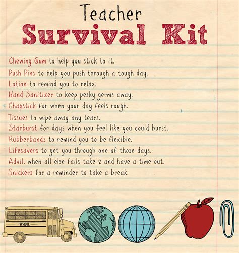 Teacher Survival Kit Printable Template