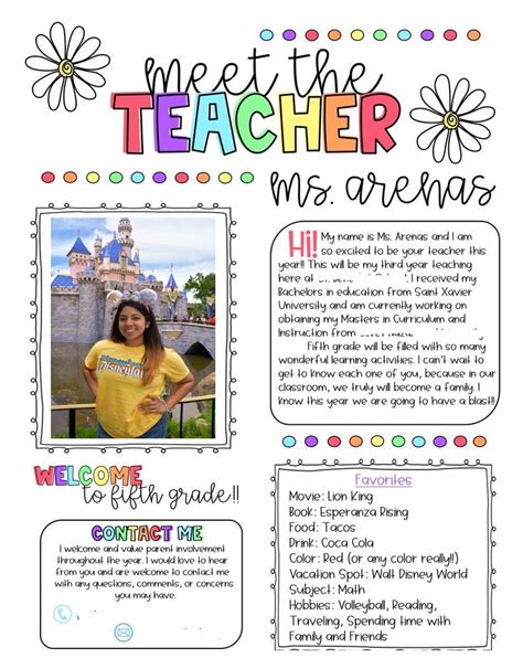 Teacher All About Me Template