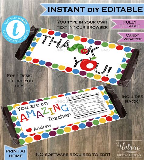 Teacher Appreciation Chocolate Printables