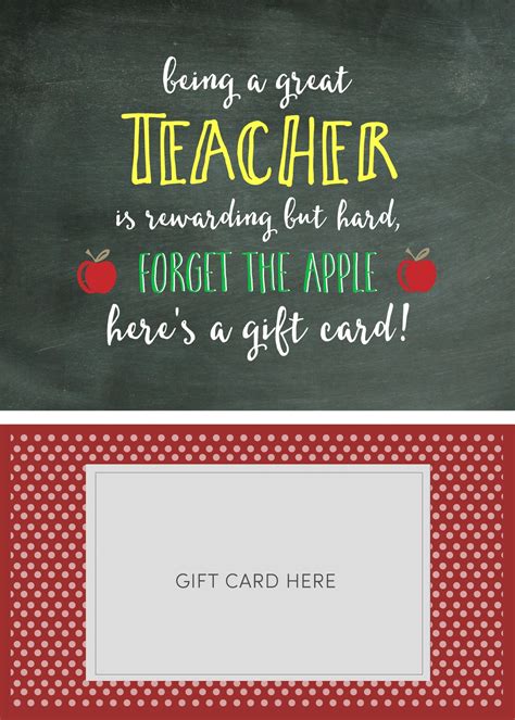Teacher Appreciation Gift Card Holder Printable