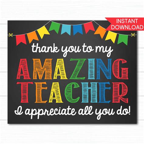 Teacher Appreciation Signs Printable