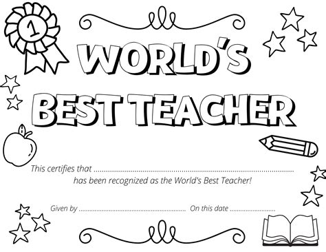 Teacher Award Printable