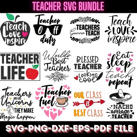 Download Teacher Life Quotes Bundle for Cricut Machine