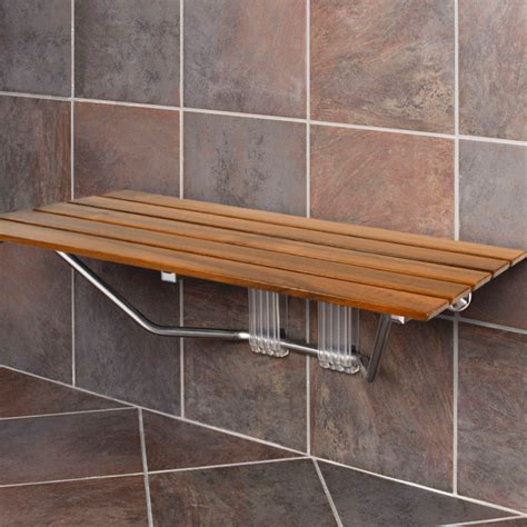 ADA Compliant Folding Teak Shower Bench Boomly