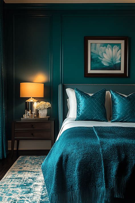 Teal bedroom lighting