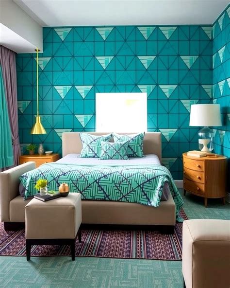 Teal bedroom patterns