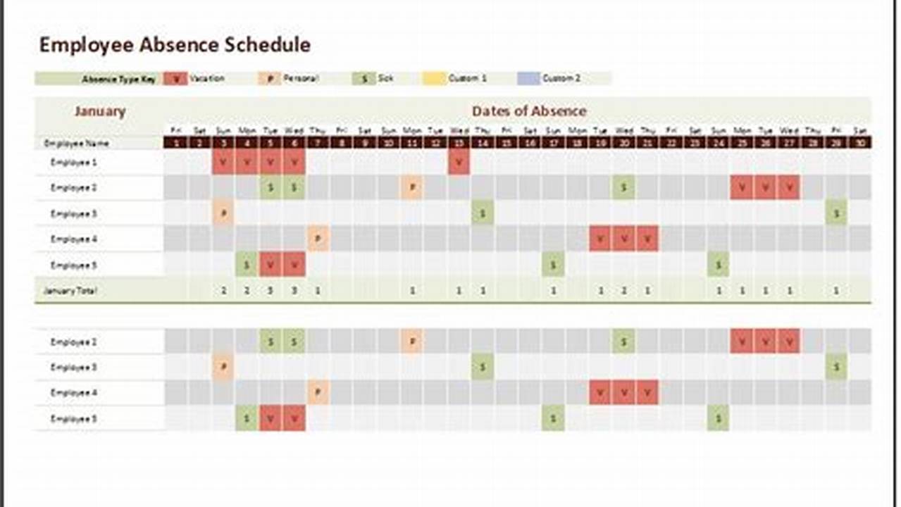 Team Absence Calendar Excel