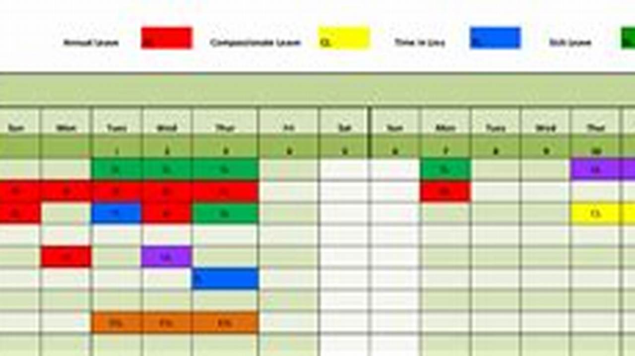 Team Leave Calendar Excel Template