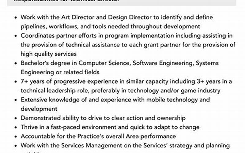 Technical Director Job Description