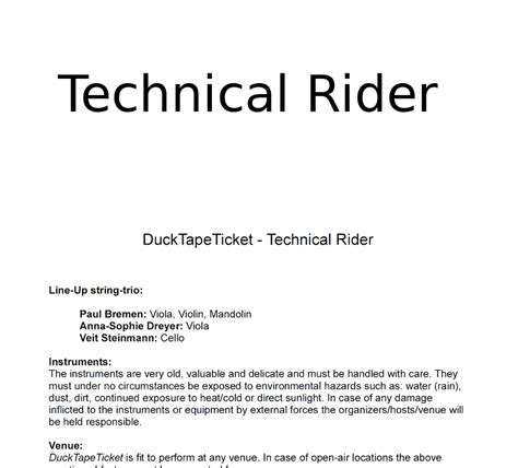 Technical Rider Template