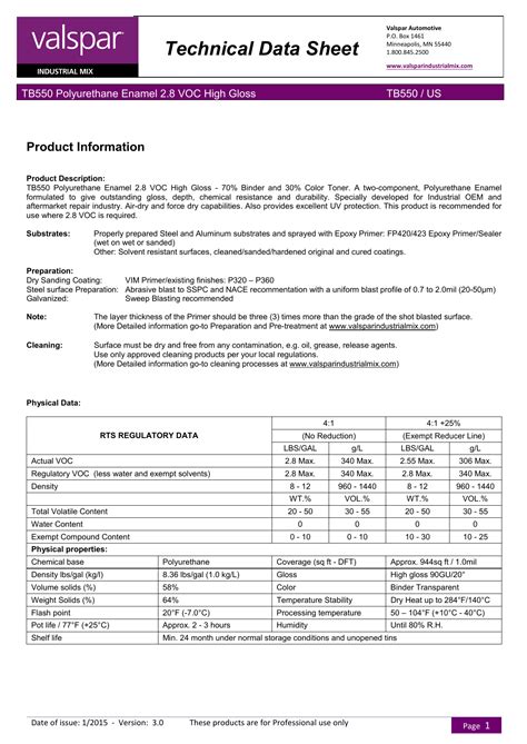 Technical Data Sheet Template