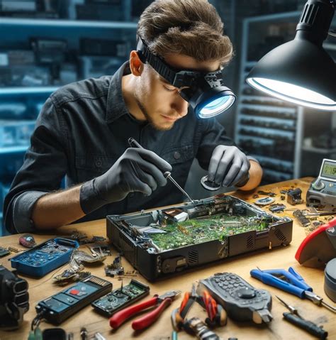 Technician Repairing Game Console