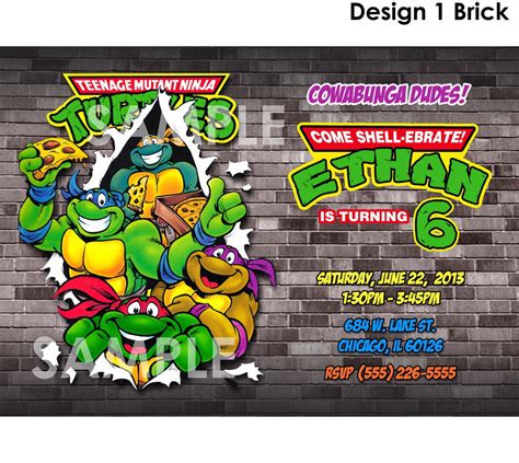 Teenage Mutant Ninja Turtles Birthday Invitations Template