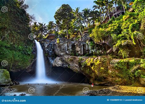 Tourists enjoying the waters at Tegenungan Waterfall