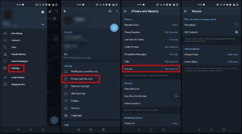 Telegram privacy features