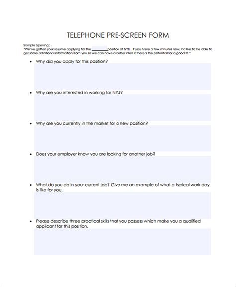 Telephone Interview Template
