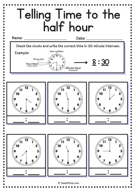 Telling Time To Half Hour
