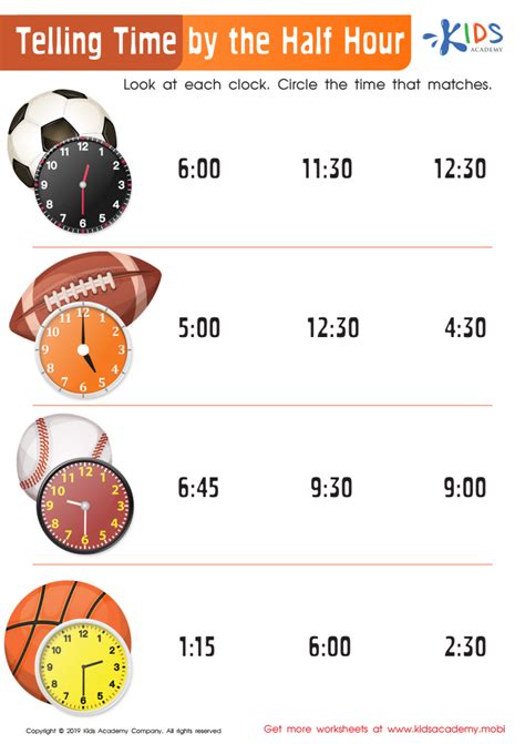 Telling Time To The Half Hour Games