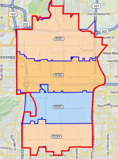 Tempe Arizona Zip Code Map