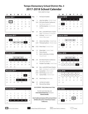 Tempe District Calendar