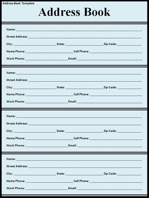 Address Book Template Professional Word Templates