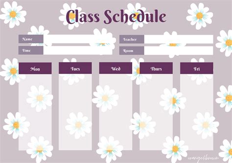 Template For Class Schedule