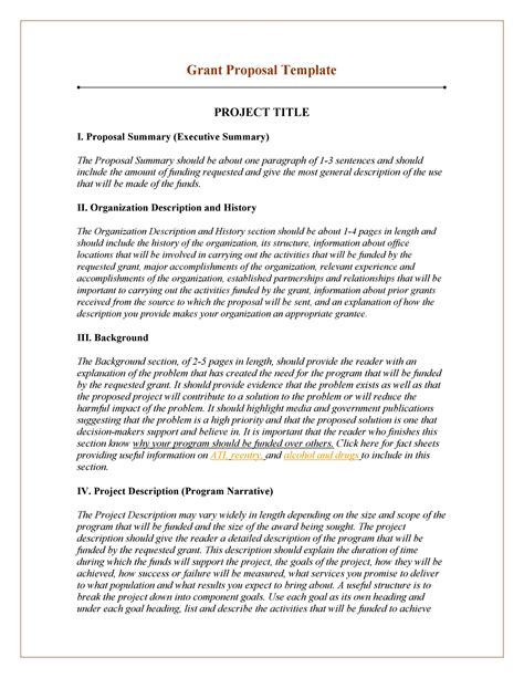 Template For Grant Proposal