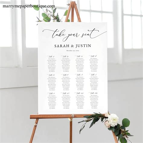 Template For Wedding Seating Chart