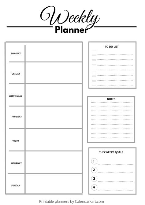 Template For Weekly Planner