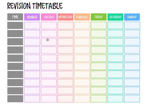 Template Revision Timetable