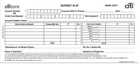 Template Bank Deposit Slip