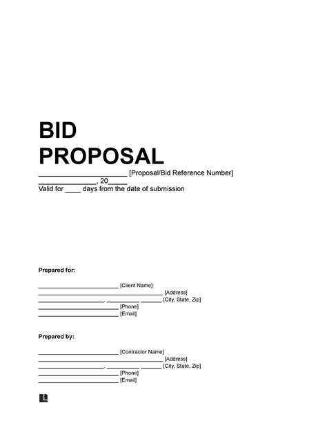 Template For A Bid Proposal