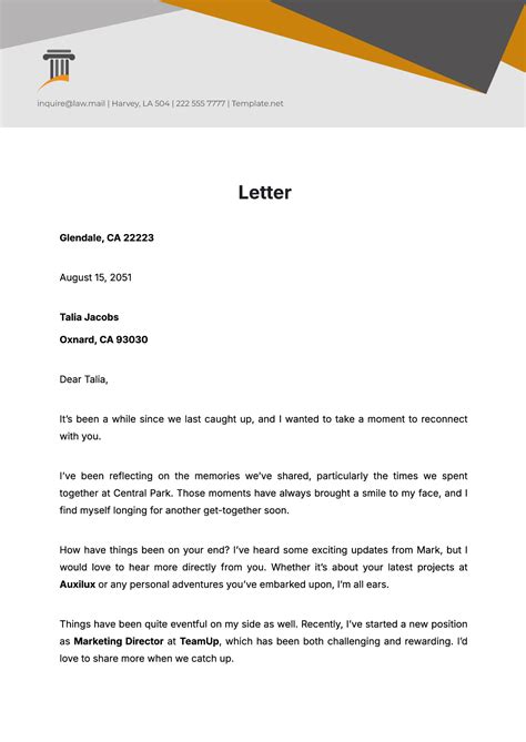 Template For A Letter
