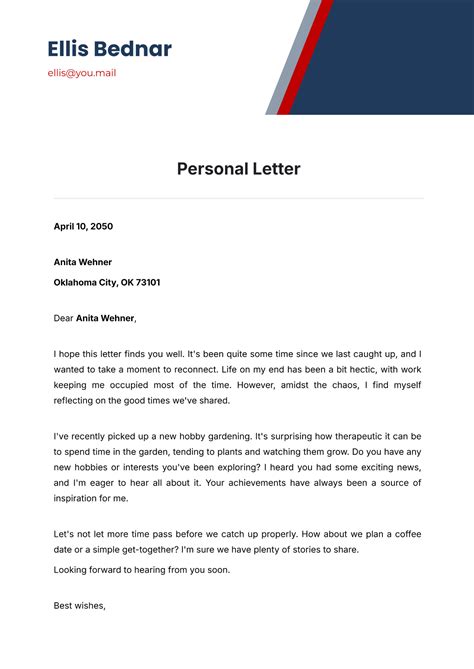 Template For A Personal Letter